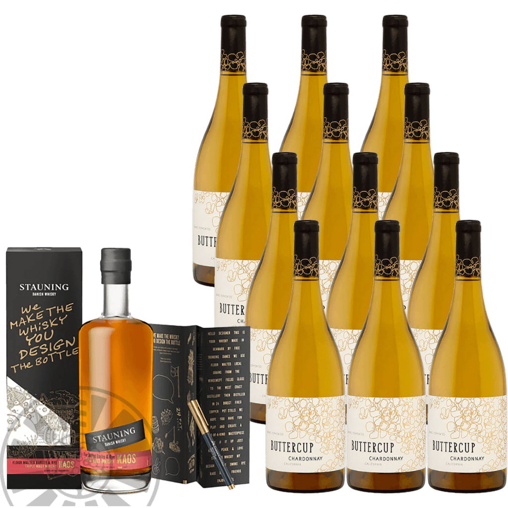 Whisky & Wein Geschenkset – Stauning KAOS & Chardonnay