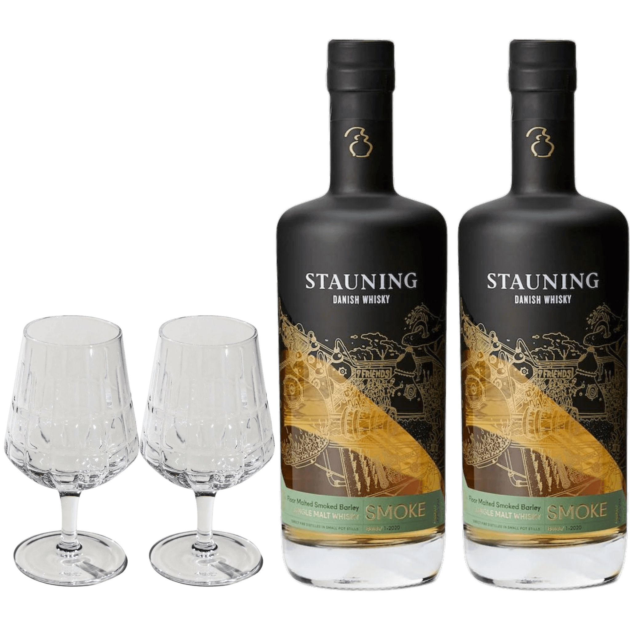 2x Stauning Smoke + 2x The Bullet Whiskygläser