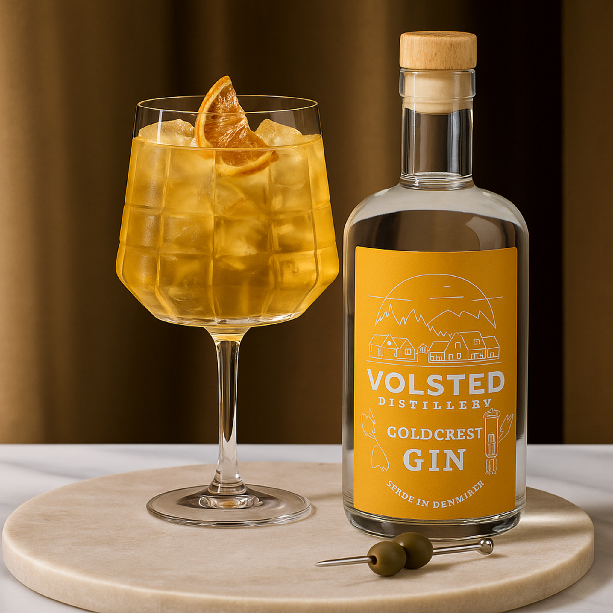 Volsted Goldcrest Gin Set mit 2 eleganten Gläsern