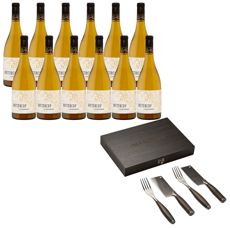 Buttercup Chardonnay – 12 Flaschen + Besteck-Set
