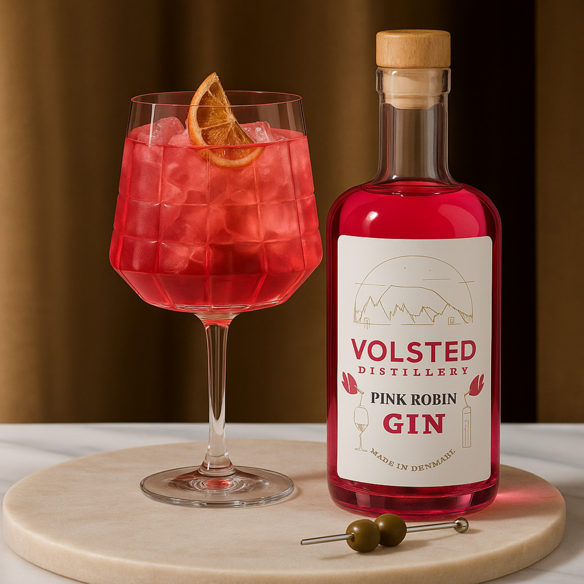 Volsted Pink Robin Gin + 2 Gläser im Geschenkset