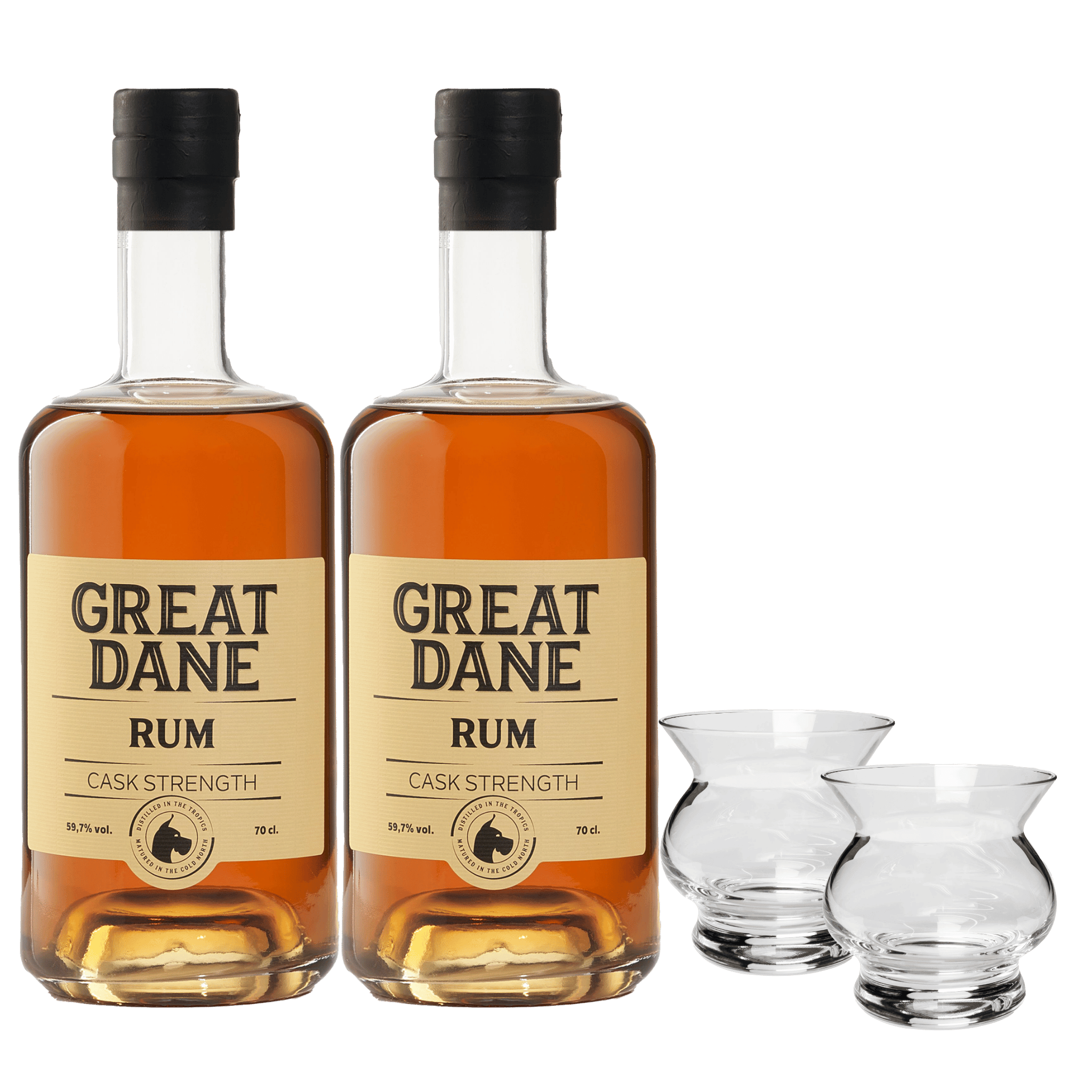 Great Dane Cask Strength Rum im Bundle mit NEAT-Gläsern