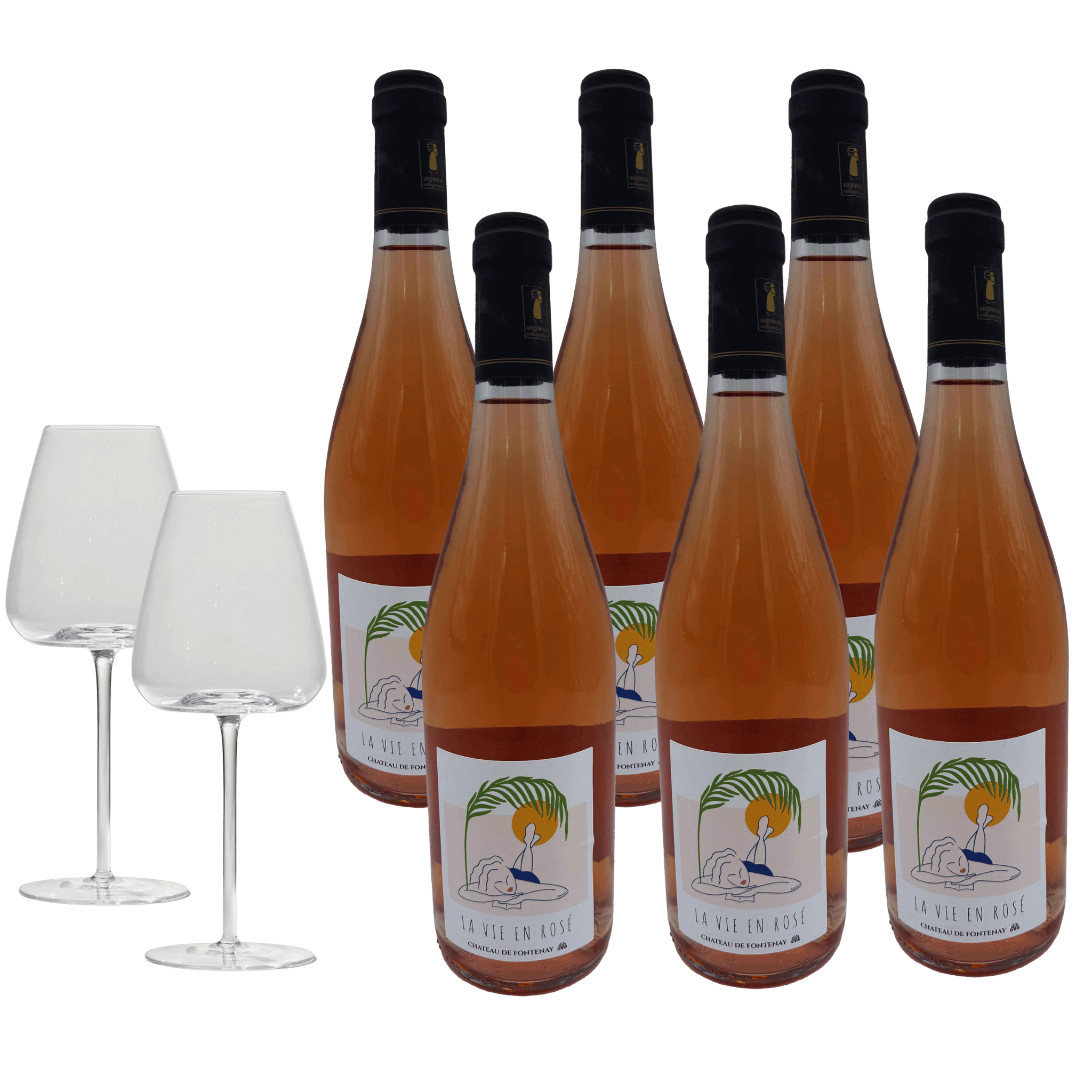 La Vie en Rosé: 6 Flaschen + 2 Designer-Weingläser