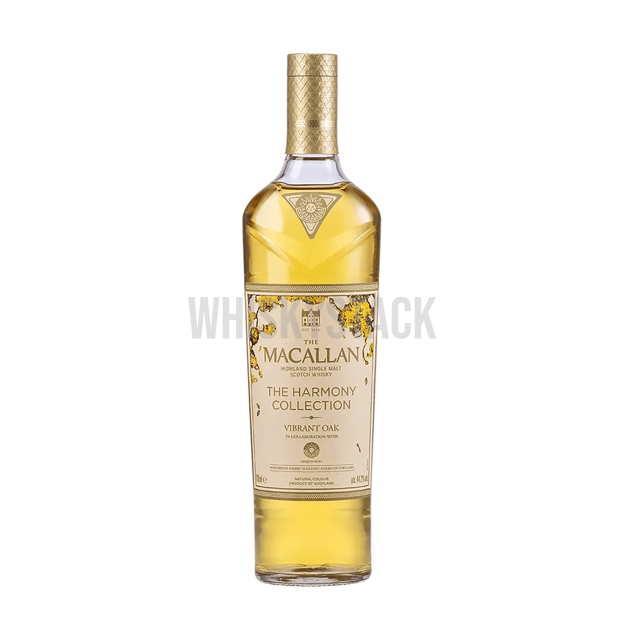 The Macallan Harmony Collection - Vibrant Oak whiskyflaske, en eksklusiv single malt med noter af frugt, vanilje og krydderier, lagret i egetræsfade.