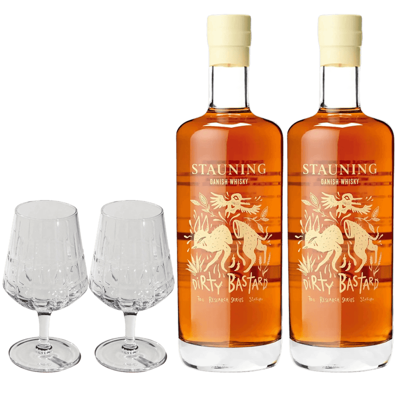 2x Stauning Dirty Bastard + 2x The Bullet Whiskygläser