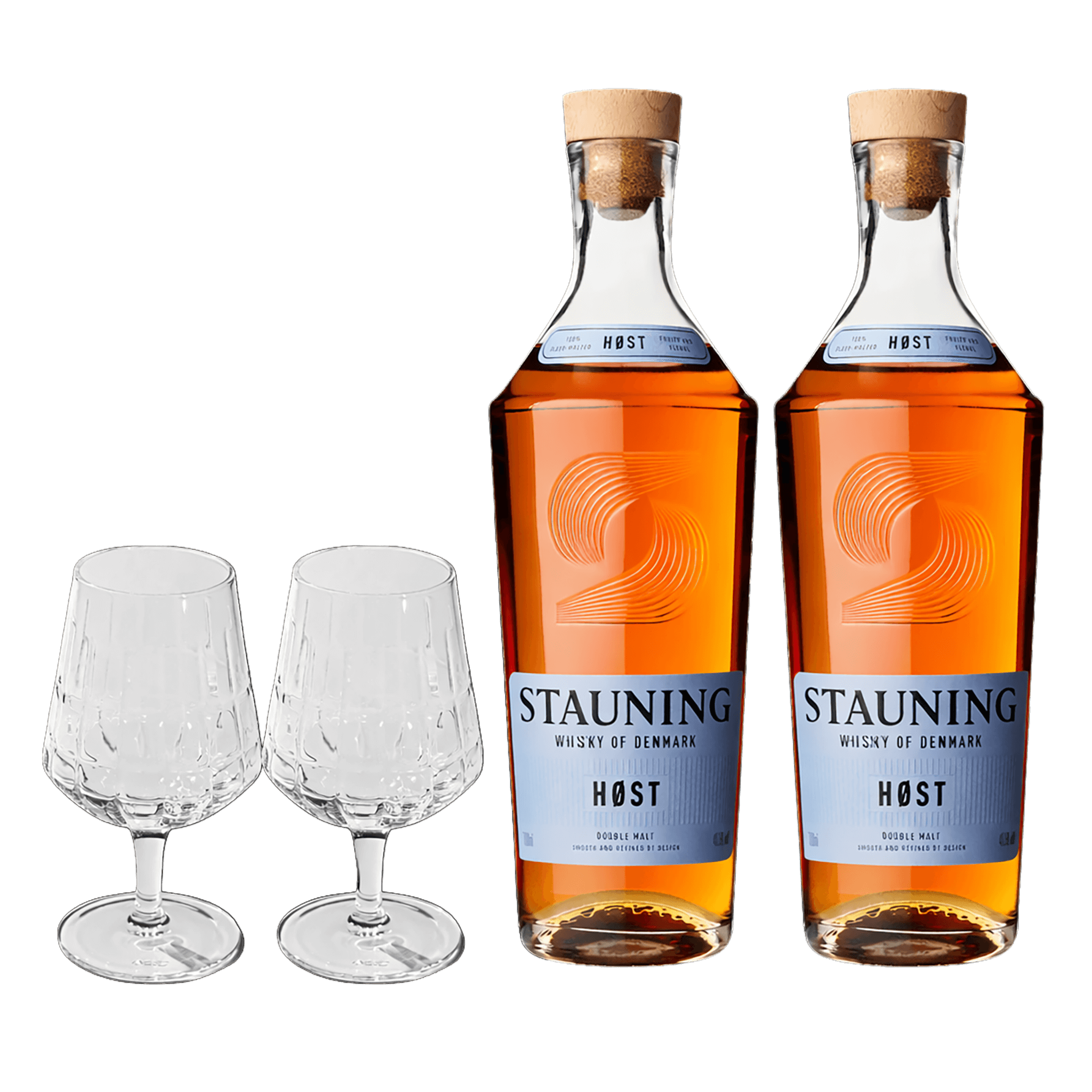 2x Stauning Høst Whisky + 2x The Bullet Whiskygläser